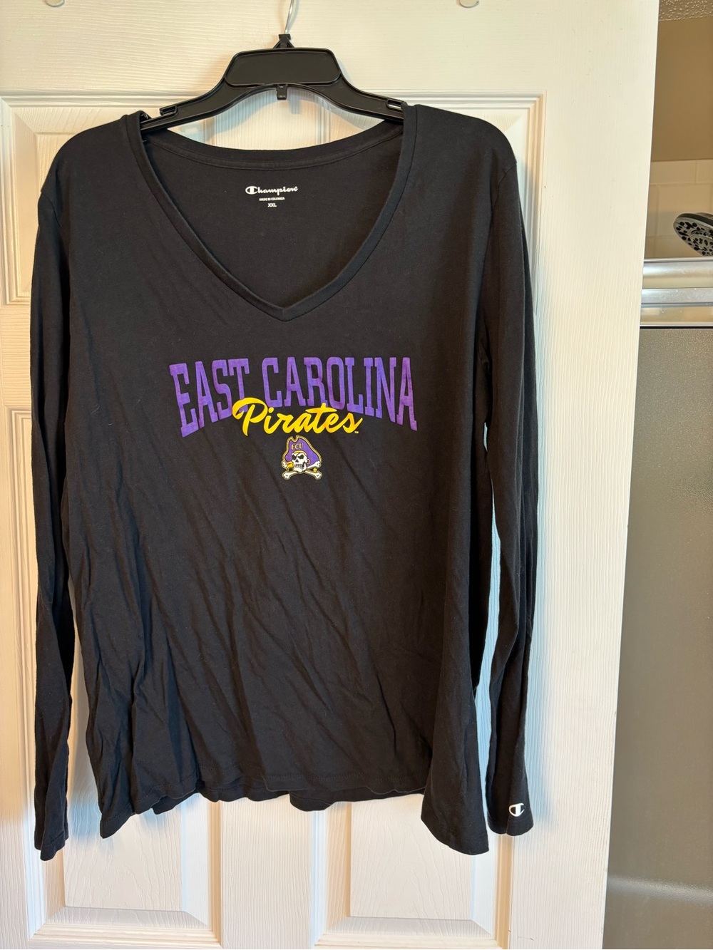 Great condition Champion East Carolina Pirates Black Long-Sleeve V-Neck Tee. XXL